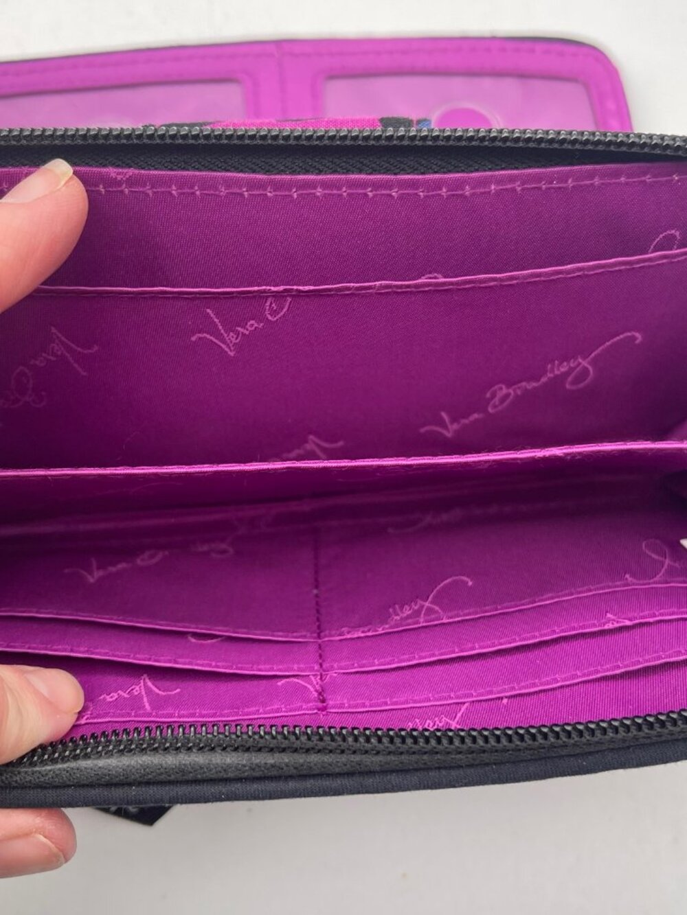 Vera Bradley Quilted Wallet With Turn Lock Purple Leopard Cheetah Print T20 - Picture 5 of 8